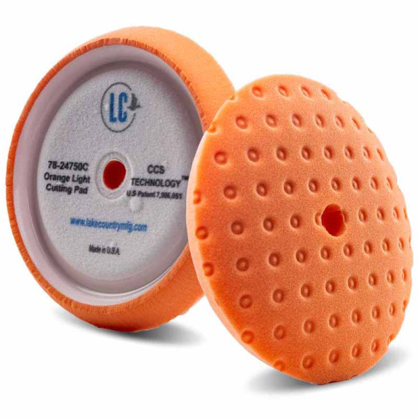 Lake Country CURVED EDGE CCS Orange Foam Light Cutting Pad, 140mm/5.5